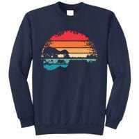 Retro Acoustic Guitar Lake Sunset Guitarist Music Lover Sweatshirt