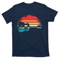 Retro Acoustic Guitar Lake Sunset Guitarist Music Lover T-Shirt