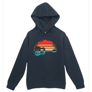 Retro Acoustic Guitar Lake Sunset Guitarist Music Lover Urban Pullover Hoodie