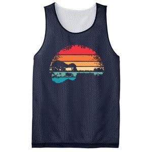 Retro Acoustic Guitar Lake Sunset Guitarist Music Lover Mesh Reversible Basketball Jersey Tank