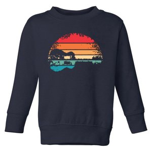 Retro Acoustic Guitar Lake Sunset Guitarist Music Lover Toddler Sweatshirt