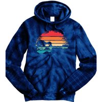 Retro Acoustic Guitar Lake Sunset Guitarist Music Lover Tie Dye Hoodie