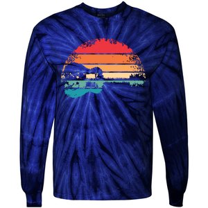 Retro Acoustic Guitar Lake Sunset Guitarist Music Lover Tie-Dye Long Sleeve Shirt