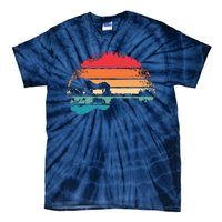 Retro Acoustic Guitar Lake Sunset Guitarist Music Lover Tie-Dye T-Shirt