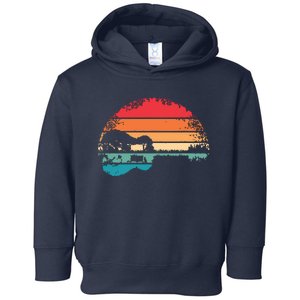 Retro Acoustic Guitar Lake Sunset Guitarist Music Lover Toddler Hoodie