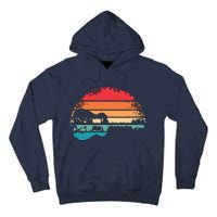 Retro Acoustic Guitar Lake Sunset Guitarist Music Lover Tall Hoodie