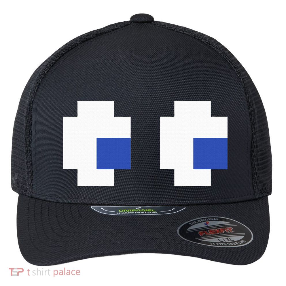 Retro Arcade Game Ghost Eyes 80s Halloween Group Costume Flexfit Unipanel Trucker Cap