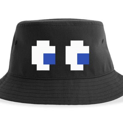 Retro Arcade Game Ghost Eyes 80s Halloween Group Costume Sustainable Bucket Hat