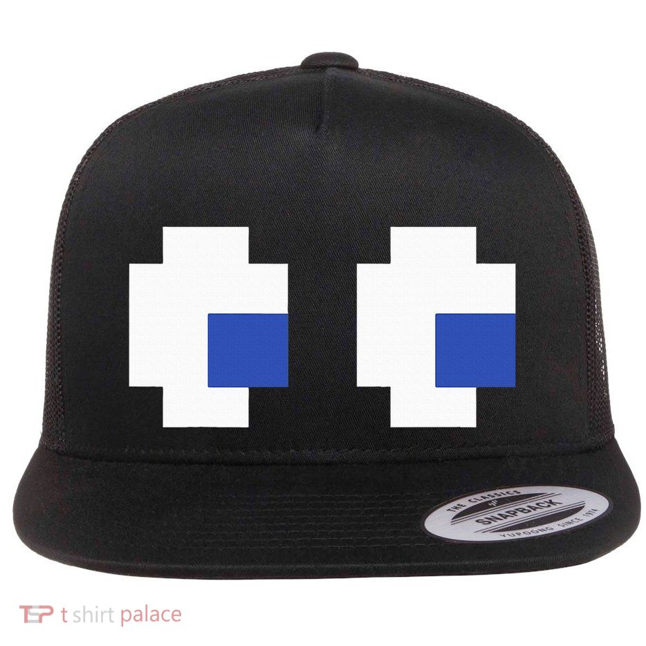 Retro Arcade Game Ghost Eyes 80s Halloween Group Costume Flatbill Hat