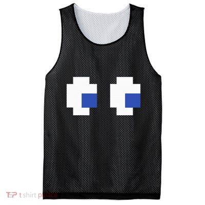 Retro Arcade Game Ghost Eyes 80s Halloween Group Costume Mesh Reversible Basketball Jersey Tank