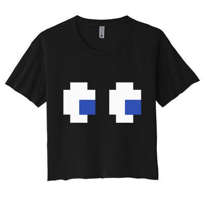 Retro Arcade Game Ghost Eyes 80s Halloween Group Costume Crop Top