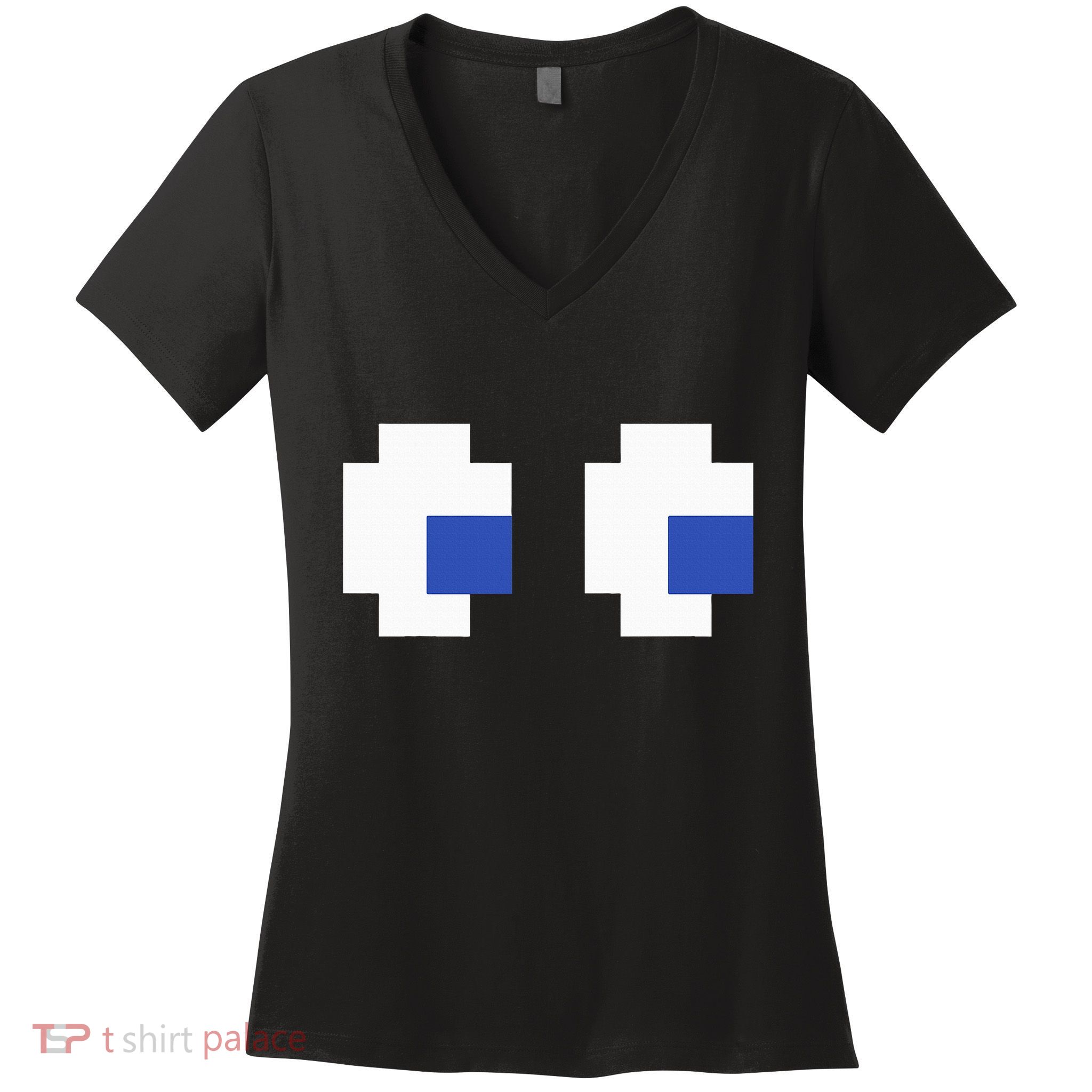 Retro Arcade Game Ghost Eyes 80s Halloween Group Costume Women's V-Neck T-Shirt