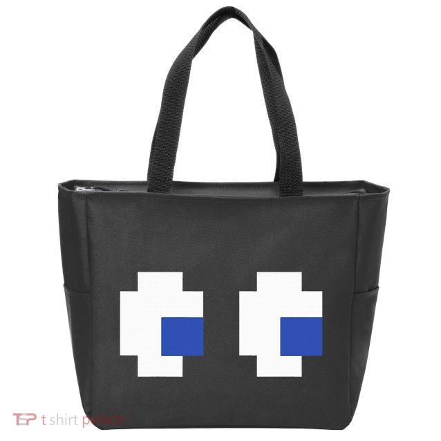 Retro Arcade Game Ghost Eyes 80s Halloween Group Costume Zip Tote Bag