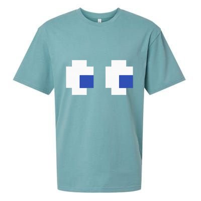 Retro Arcade Game Ghost Eyes 80s Halloween Group Costume Sueded Cloud Jersey T-Shirt