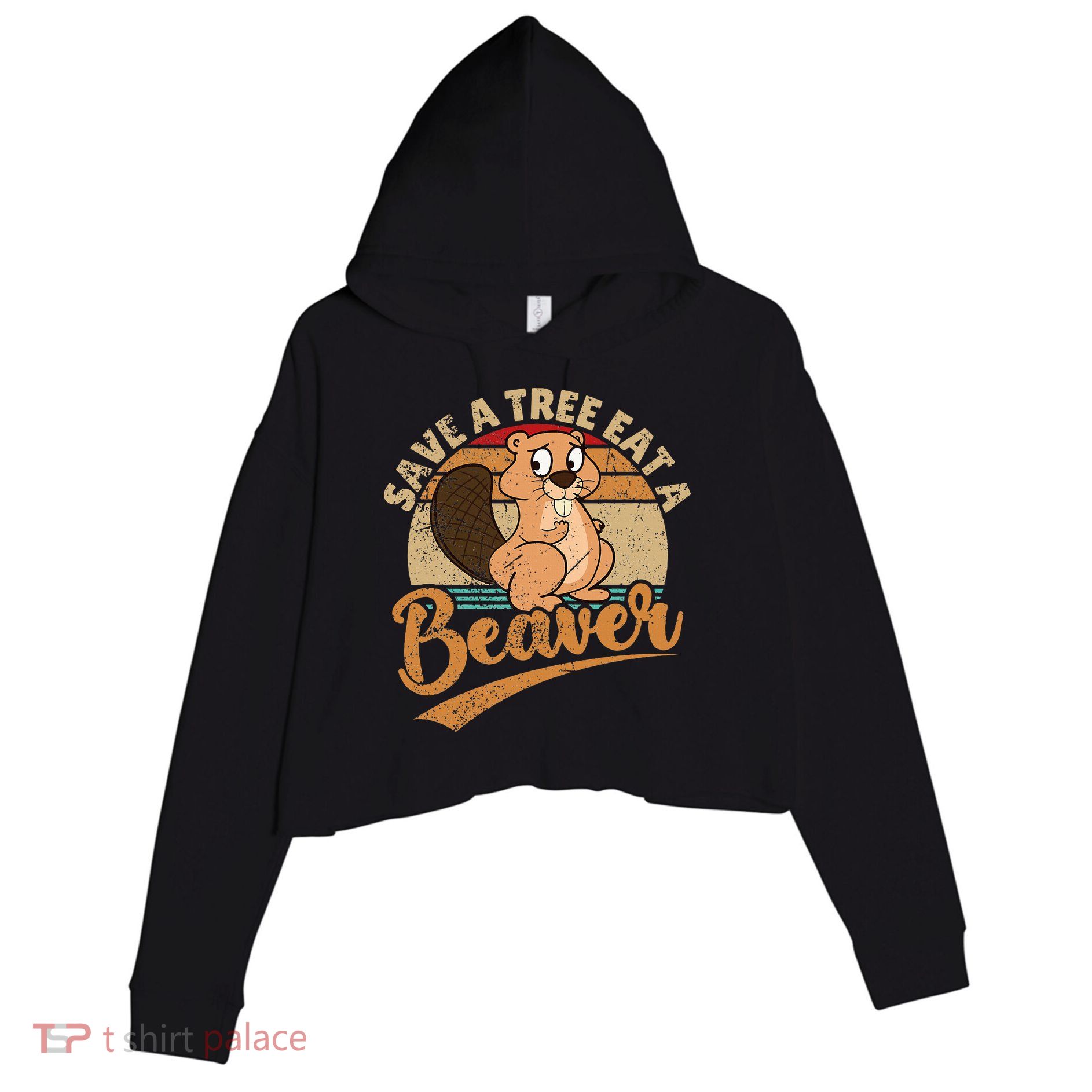 Raunchy Adult Humor Funny Beaver Tree Lover Gag Saying Crop Fleece Hoodie