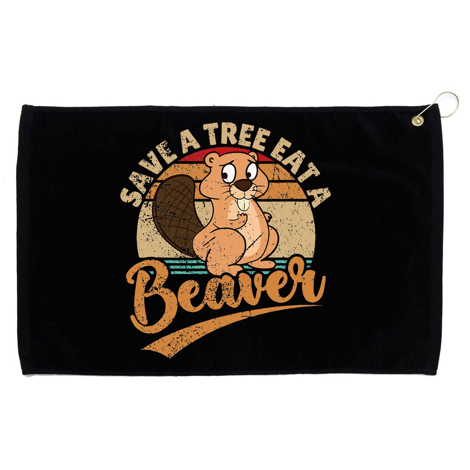 Raunchy Adult Humor Funny Beaver Tree Lover Gag Saying Grommeted Golf Towel