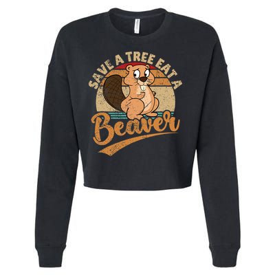 Raunchy Adult Humor Funny Beaver Tree Lover Gag Saying Cropped Pullover Crew