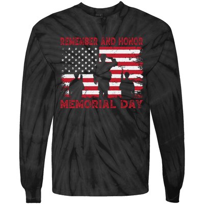 Remember And Honor Memorial Day Graphic Tie-Dye Long Sleeve Shirt