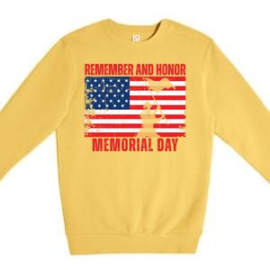 Remember And Honor Memorial Day Usa Flag Premium Crewneck Sweatshirt