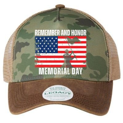 Remember And Honor Memorial Day Usa Flag Legacy Tie Dye Trucker Hat