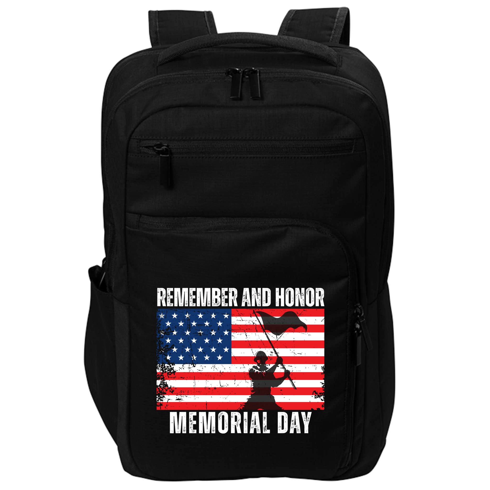 Remember And Honor Memorial Day Usa Flag Impact Tech Backpack