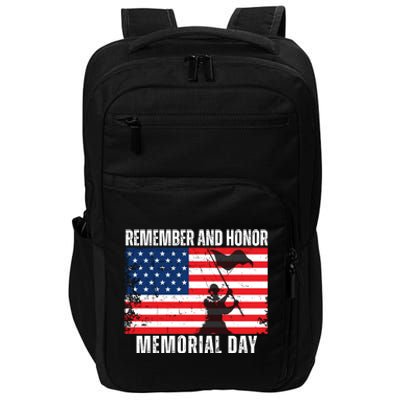 Remember And Honor Memorial Day Usa Flag Impact Tech Backpack