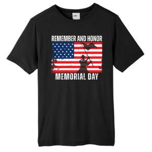 Remember And Honor Memorial Day Usa Flag Tall Fusion ChromaSoft Performance T-Shirt