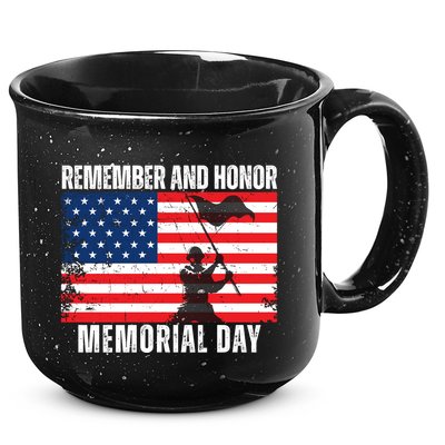 Remember And Honor Memorial Day Usa Flag 15oz Campfire Ceramic Mug