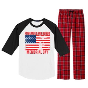 Remember And Honor Memorial Day Usa Flag Raglan Sleeve Pajama Set