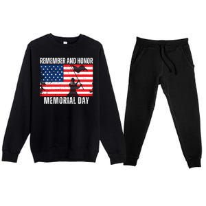 Remember And Honor Memorial Day Usa Flag Premium Crewneck Sweatsuit Set