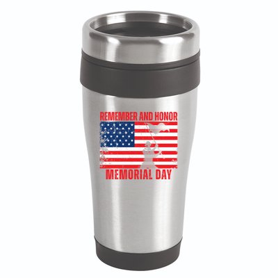 Remember And Honor Memorial Day Usa Flag 16oz Travel Tumbler