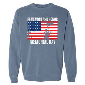 Remember And Honor Memorial Day Usa Flag Garment-Dyed Sweatshirt