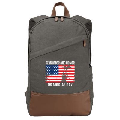 Remember And Honor Memorial Day Usa Flag Cotton Canvas Backpack