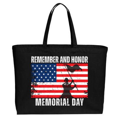 Remember And Honor Memorial Day Usa Flag Cotton Canvas Jumbo Tote