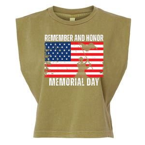 Remember And Honor Memorial Day Usa Flag Garment-Dyed Women's Muscle Tee