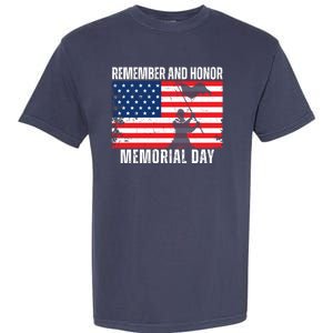 Remember And Honor Memorial Day Usa Flag Garment-Dyed Heavyweight T-Shirt