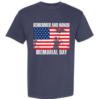 Remember And Honor Memorial Day Usa Flag Garment-Dyed Heavyweight T-Shirt