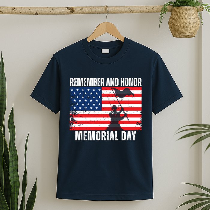 Remember And Honor Memorial Day Usa Flag T-Shirt