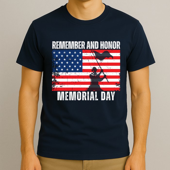 Remember And Honor Memorial Day Usa Flag T-Shirt