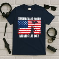 Remember And Honor Memorial Day Usa Flag T-Shirt