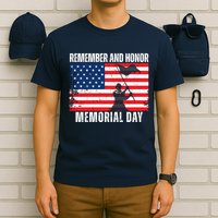 Remember And Honor Memorial Day Usa Flag T-Shirt