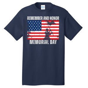 Remember And Honor Memorial Day Usa Flag Tall T-Shirt