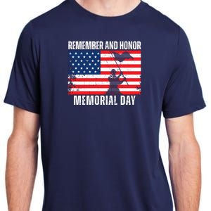 Remember And Honor Memorial Day Usa Flag Adult ChromaSoft Performance T-Shirt