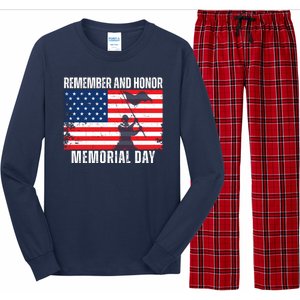 Remember And Honor Memorial Day Usa Flag Long Sleeve Pajama Set