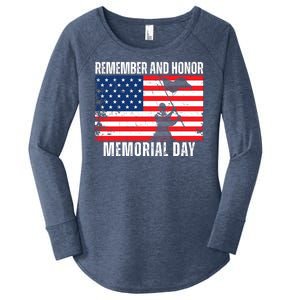 Remember And Honor Memorial Day Usa Flag Women's Perfect Tri Tunic Long Sleeve Shirt