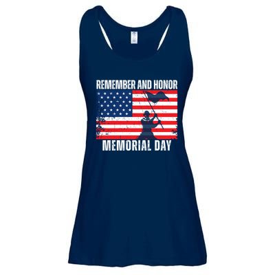 Remember And Honor Memorial Day Usa Flag Ladies Essential Flowy Tank