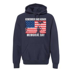 Remember And Honor Memorial Day Usa Flag Premium Hoodie