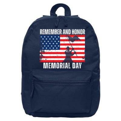 Remember And Honor Memorial Day Usa Flag 16 in Basic Backpack