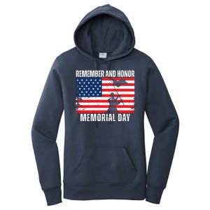 Remember And Honor Memorial Day Usa Flag Women's Pullover Hoodie