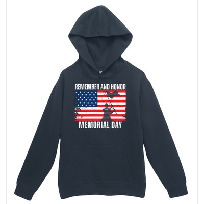 Remember And Honor Memorial Day Usa Flag Urban Pullover Hoodie